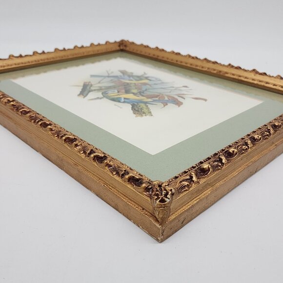 Vintage Framed Bird Illustration by Vortigern Gold Wooden Ornate Frame 13x10" - Picture 9 of 11